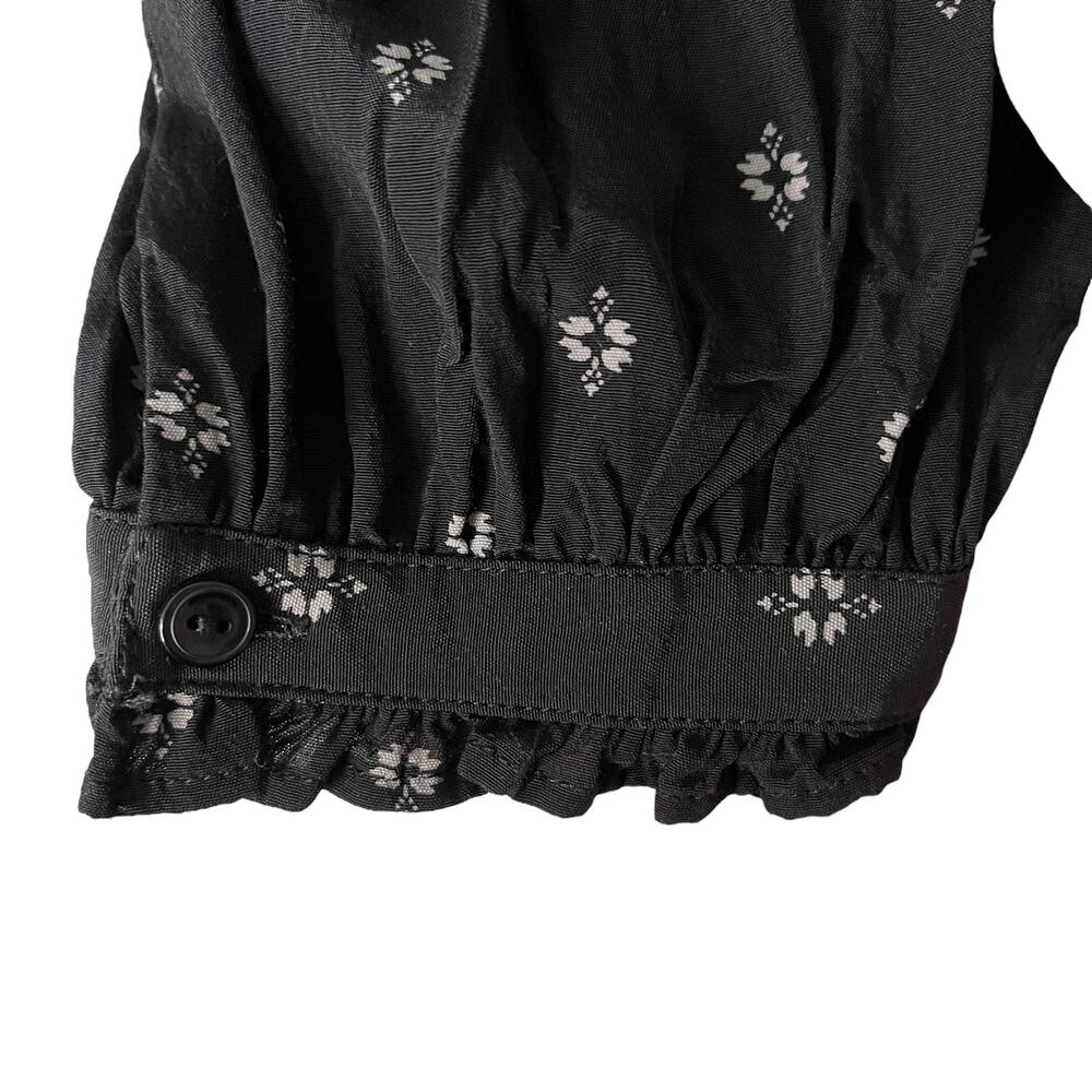 Something Navy Blouse Rayon Button Down Black Flo… - image 6